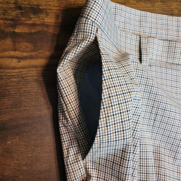 Tommy Hilfiger Trouser Pants Size 34x30 Micro Check Beige Blue White Preppy - Picture 3 of 10